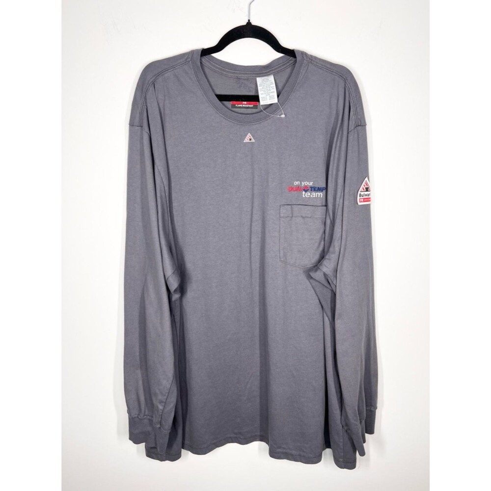NWOT Bulwark FR Flame Resistant Long Sleeve Gray T-Shirt CAT2 *embroidered* 4XL